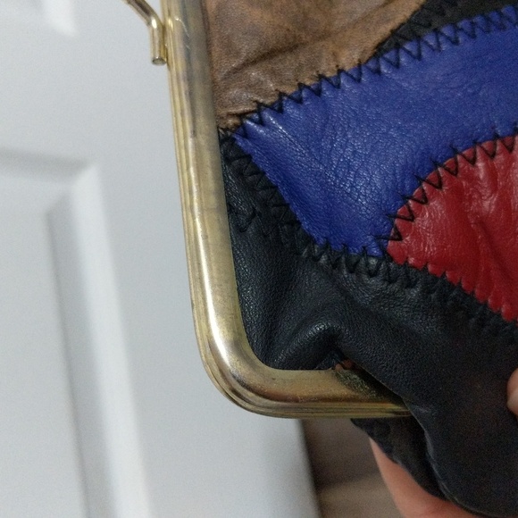 #59.VTG Quilted Leather Multicolor Snap Top Wallet - Picture 4 of 9